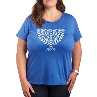 Plus Size Hanukkah Menorah Florals Graphic Tee