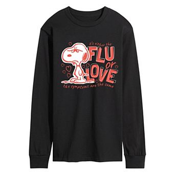 Men's Peanuts Snoopy Flu Or Love Long Sleeve Graphic Tee