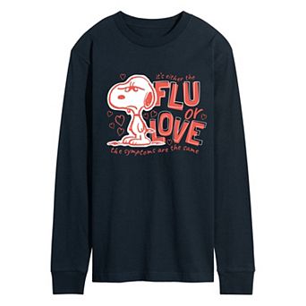 Men's Peanuts Snoopy Flu Or Love Long Sleeve Graphic Tee