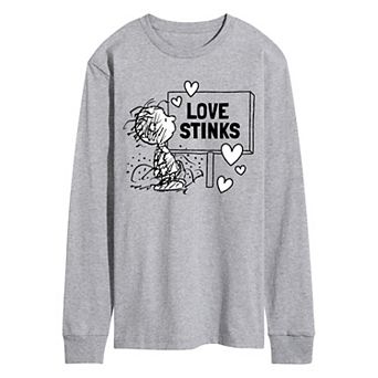 Men's Peanuts Pig-Pen Love Stinks Long Sleeve Graphic Tee