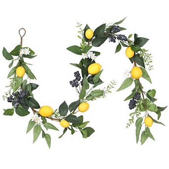 6FT Artificial Lemon Blueberry Garland, Spring Summer Fruit Garland with Lemons Blueberries