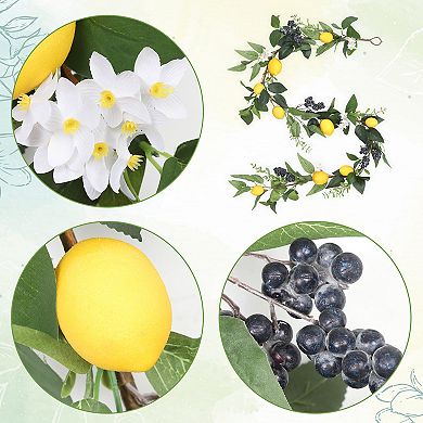 6FT Artificial Lemon Blueberry Garland, Spring Summer Fruit Garland with Lemons Blueberries