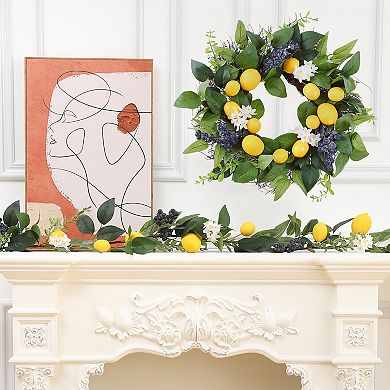 6FT Artificial Lemon Blueberry Garland, Spring Summer Fruit Garland with Lemons Blueberries