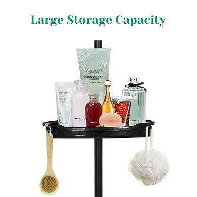 Shower Caddy Corner, 4 Adjustable Shelves with Tension Pole, up to 123 Inch