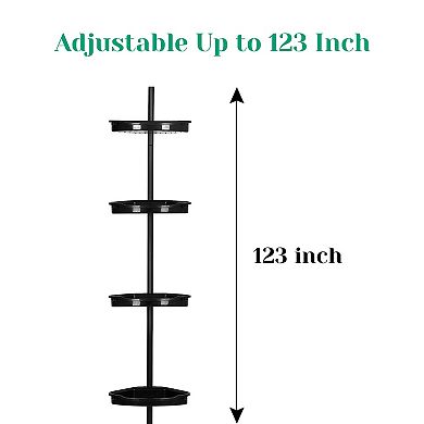 Shower Caddy Corner, 4 Adjustable Shelves with Tension Pole, up to 123 Inch