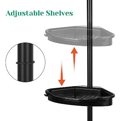 Shower Caddy Corner, 4 Adjustable Shelves with Tension Pole, up to 123 Inch