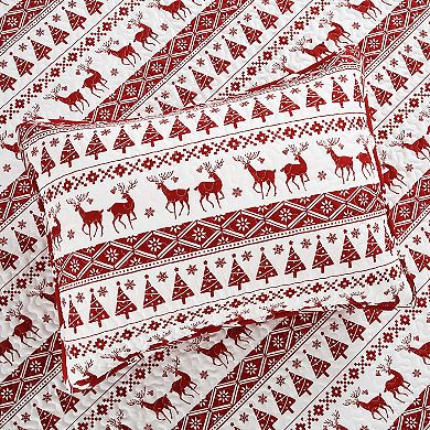 Christmas Quilt Set Boho Bedspread Coverlet Sets with Christmas Tree Reindeer Snowflakes