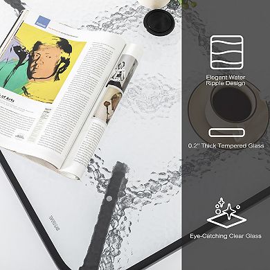 5-Piece Metal Outdoor Dining Set, Textilene Stackable Chairs and Umbrella Hole