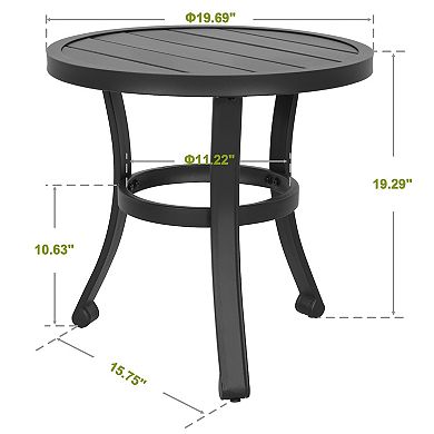 Outdoor Metal Side Table, Weather-Resistant 20’’ Round End Table, Black