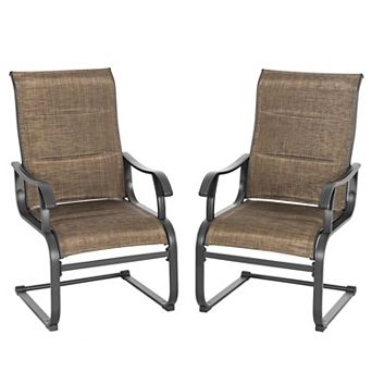 Outdoor Patio 2 pc Dining Chairs, Breathable Textilene, Iron Frame