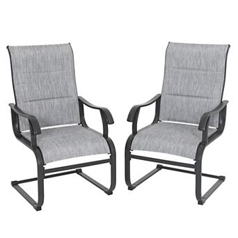 Outdoor Patio 2 pc Dining Chairs, Breathable Textilene, Iron Frame