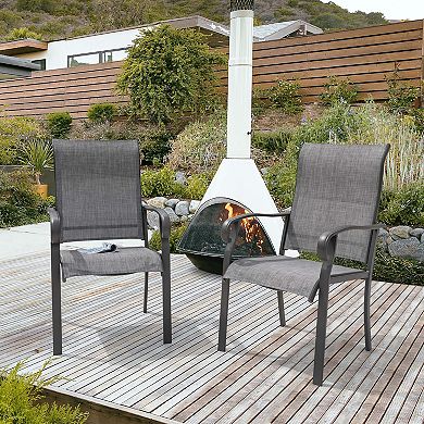 Outdoor 2-Piece Patio Chair Set, Textilene Fabric, Powder-coated Iron Frame, Light Gray