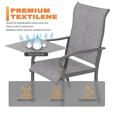 Outdoor 2-Piece Patio Chair Set, Textilene Fabric, Powder-coated Iron Frame, Light Gray