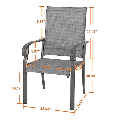 Outdoor 2-Piece Patio Chair Set, Textilene Fabric, Powder-coated Iron Frame, Light Gray