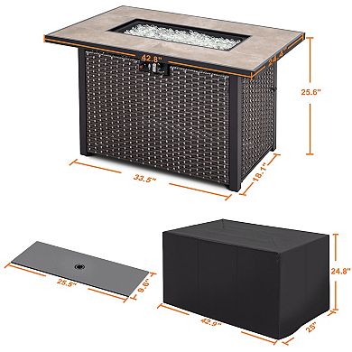 Outdoor 43-inch 50,000 BTU Iron Propane Gas Fire Pit Table, Dark Brown & Coffee