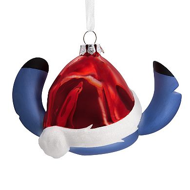 Hallmark Disney's Lilo & Stitch in Santa Hat Blown Glass Ornament