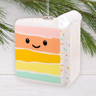 Rainbow Slice of Cake Shatterproof Hallmark Christmas Ornament