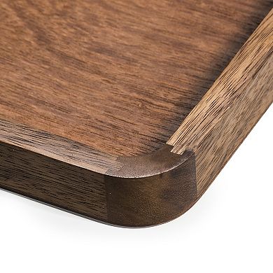 14" Square Acacia Wood Serving Tray Natural Wooden Platter for Cheese, Snacks & Drinks