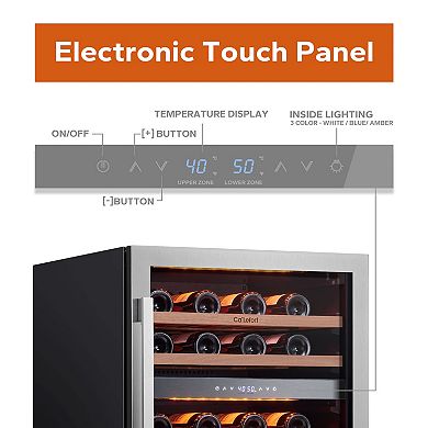 24 inch 46-Bottle Wine Cooler Refrigerator Fridge , Dual Zone