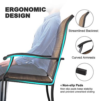 Outdoor 2-Piece Patio Chair Set, Textilene Fabric, Powder-coated Iron Frame, Brown and Black