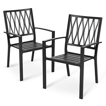 Outdoor 2 pc Patio Chair Set, Iron Finish, Black