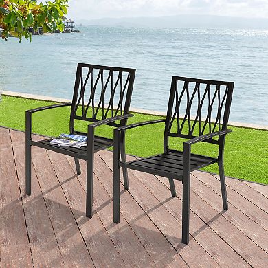 Outdoor 2-Piece Patio Chair Set, Iron Finish, Black
