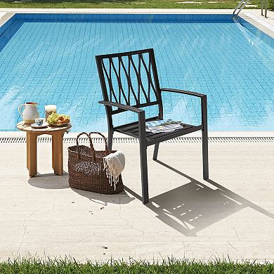 Outdoor 2-Piece Patio Chair Set, Iron Finish, Black