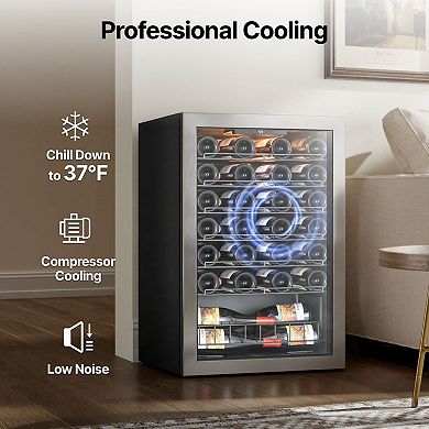 Wine Wine Cooler Refrigerator Fridge，47 Bottle Mini Wine Cooler Refrigerator