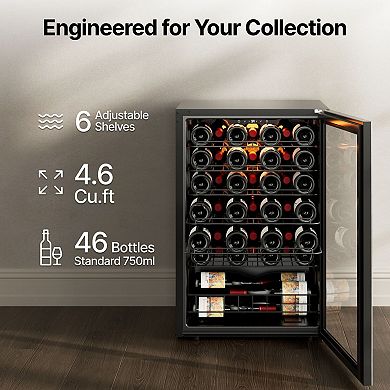 Wine Wine Cooler Refrigerator Fridge，47 Bottle Mini Wine Cooler Refrigerator