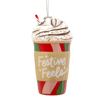 Festive Feels Coffee Cup Shatterproof Hallmark Christmas Ornament
