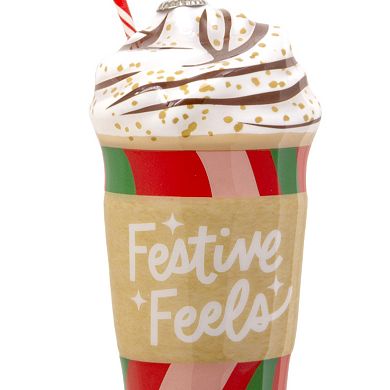 Festive Feels Coffee Cup Shatterproof Hallmark Christmas Ornament