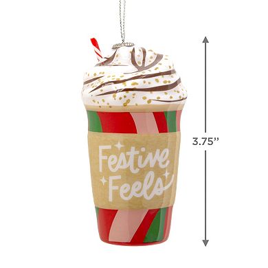 Festive Feels Coffee Cup Shatterproof Hallmark Christmas Ornament