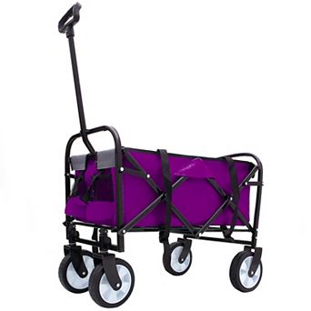 LOVMOR Minimeetall Strap Collapsible Wagon 225lbs Purple Camping Shopping Sports Gardening