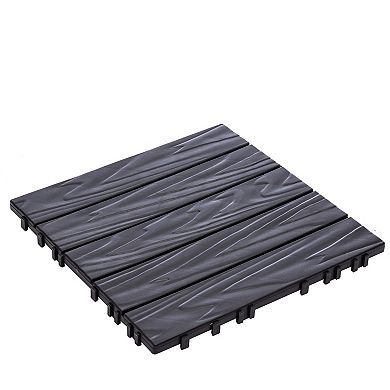 LOVMOR 76Pack 11x11in Interlocking Plastic Deck Tiles 3D Wood Grain