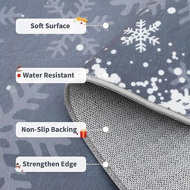 Christmas Rug, Non-Slip Rug with Snowflake Design, Boho Holiday Floor Mat for Living Room, Bedroom