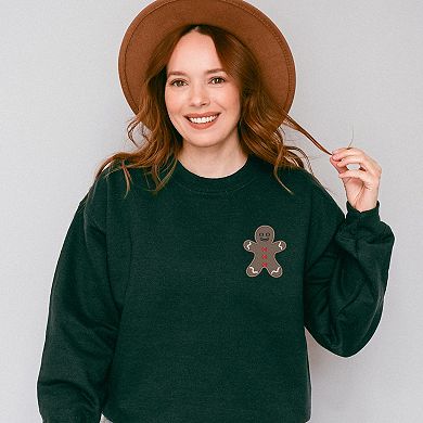 Embroidered Gingerbread Man - Women's Graphic Sweatshirt