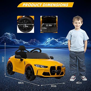 12V Licensed BMW M4 Kids Ride On Car, Electric Vehicle w/Remote, 3 Speeds, Bluetooth, MP3, Lights