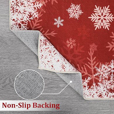 Modern Christmas Snow Washable Area Rug Bathroom Indoor Soft Easy to Clean Mat Throw Rug