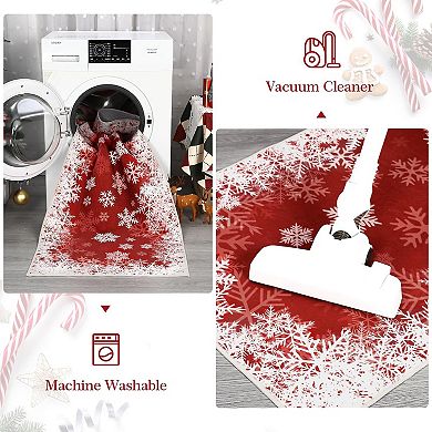 Modern Christmas Snow Washable Area Rug Bathroom Indoor Soft Easy to Clean Mat Throw Rug