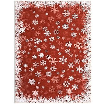Modern Christmas Snow Washable Area Rug Bathroom Indoor Soft Easy to Clean Mat Throw Rug