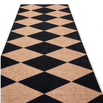 Modern Checkered Jute Area Rug, Machine Washable with Non-Slip Backing for Indoor Outdoor