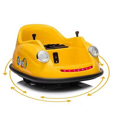 12V Kids Bumper Car w/Remote, 2-Speed Electric Ride-On Toy, 360° Spin, Music, LED Lights