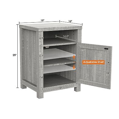 Farmhouse Barn Door Nightstand Bedside Table Set of 2 with Adjustable Shelves