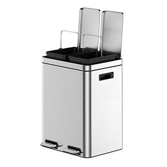 Fancihabor Hands-free stainless steel trash can, fingerprint-resistant with soft lid