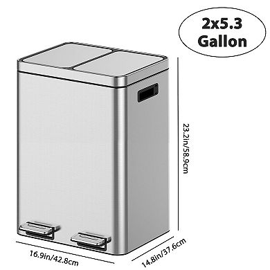 Fancihabor Hands-free stainless steel trash can, fingerprint-resistant with soft lid