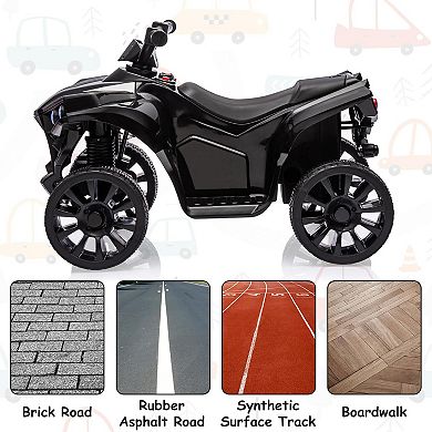 6V Kids ATV Quad Ride On Toy, Electric 4-Wheeler w/1.8MPH Speed, Music, LED Headlight, Foot Pedal