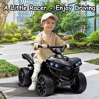 6V Kids ATV Quad Ride On Toy, Electric 4-Wheeler w/1.8MPH Speed, Music, LED Headlight, Foot Pedal