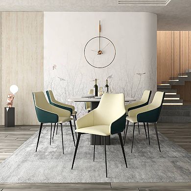 Sonnet Dining Chair with Armrests and Black Powder-Coated Iron Legs Set of 4