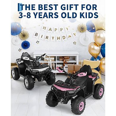 12V Kids Ride-On ATV with Parent Remote, Off-Road 4-Wheeler, Suspension, LED Flag, Bluetooth, Music