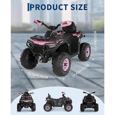 12V Kids Ride-On ATV with Parent Remote, Off-Road 4-Wheeler, Suspension, LED Flag, Bluetooth, Music